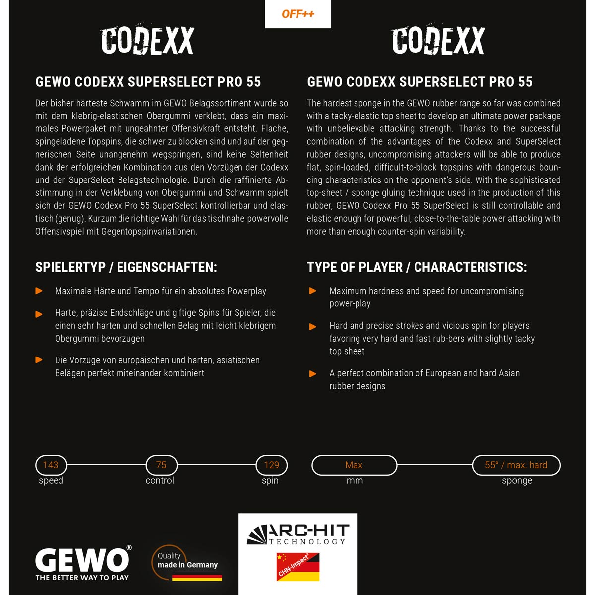 GEWO Belag Codexx Pro 55 SuperSelect – Bild 3