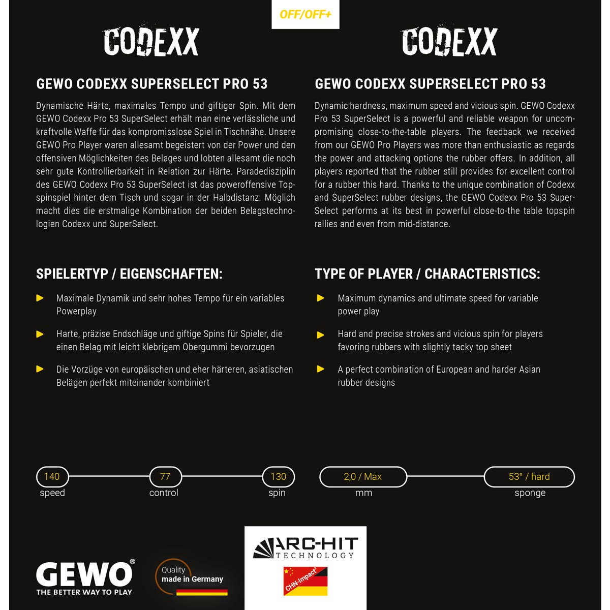 GEWO Belag Codexx Pro 53 SuperSelect – Bild 3