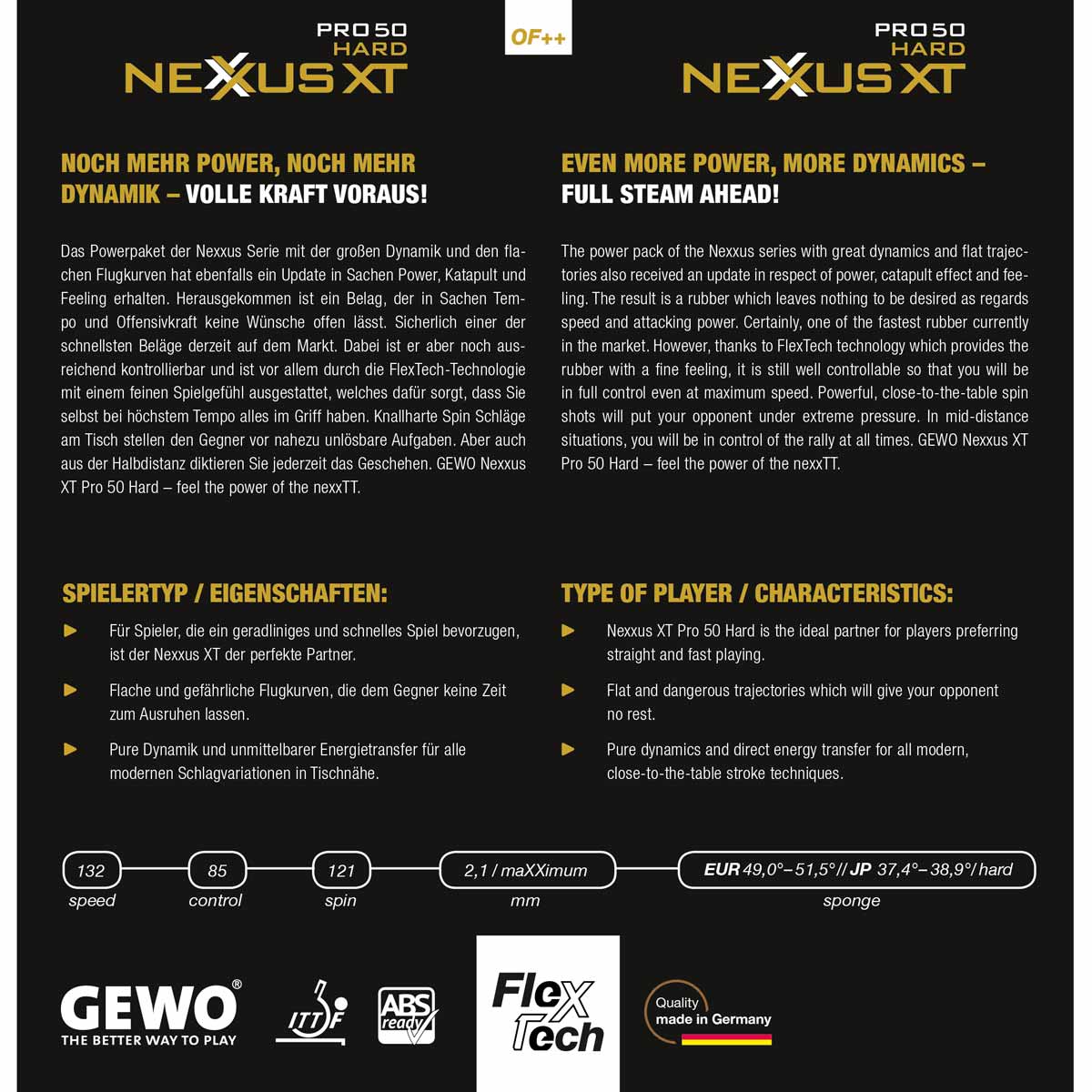 GEWO Belag Nexxus XT Pro 50 Hard – Bild 4
