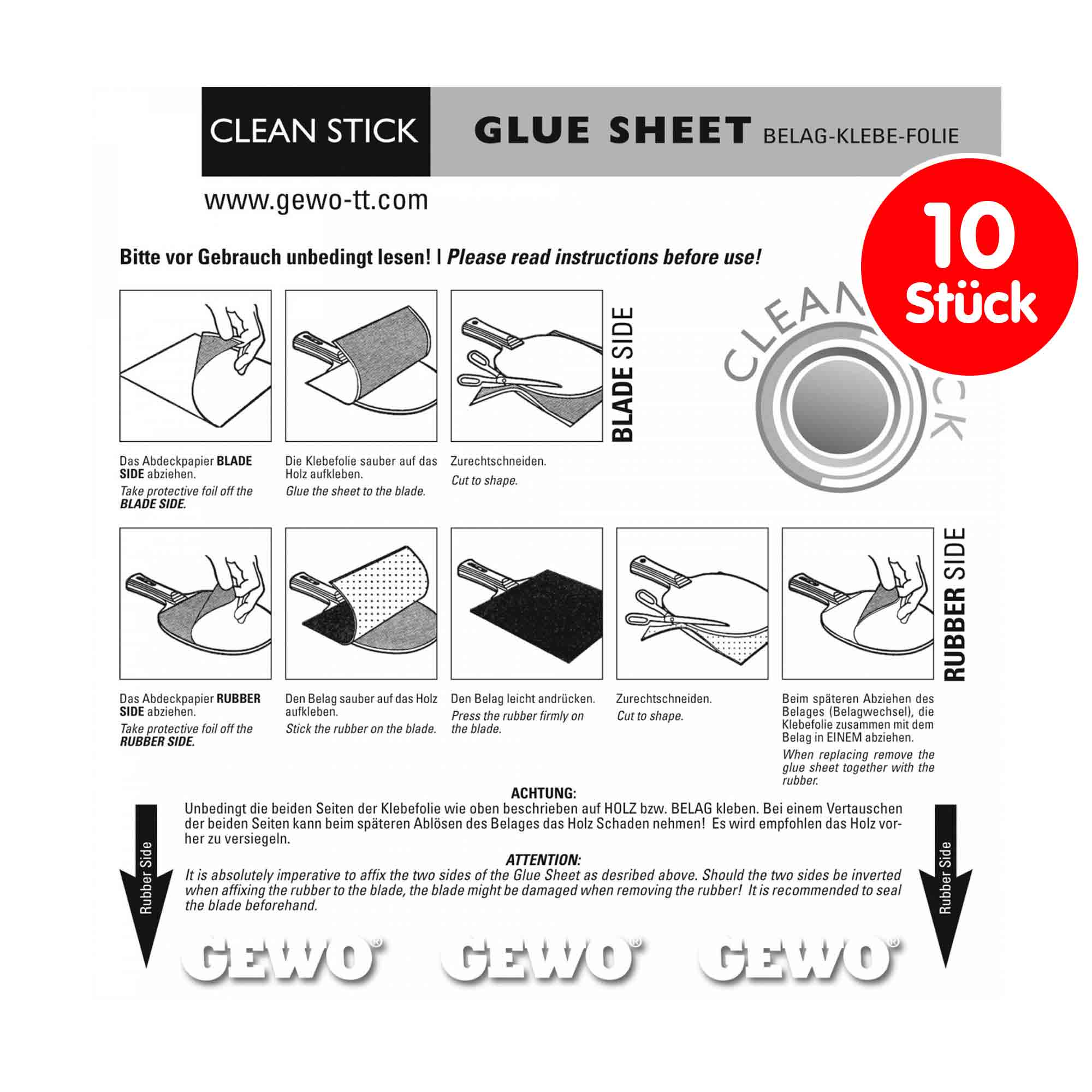 GEWO Set 10x Klebefolie Clean Stick