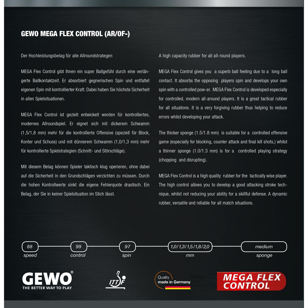 GEWO Belag Mega Flex Control 1,8 mm schwarz