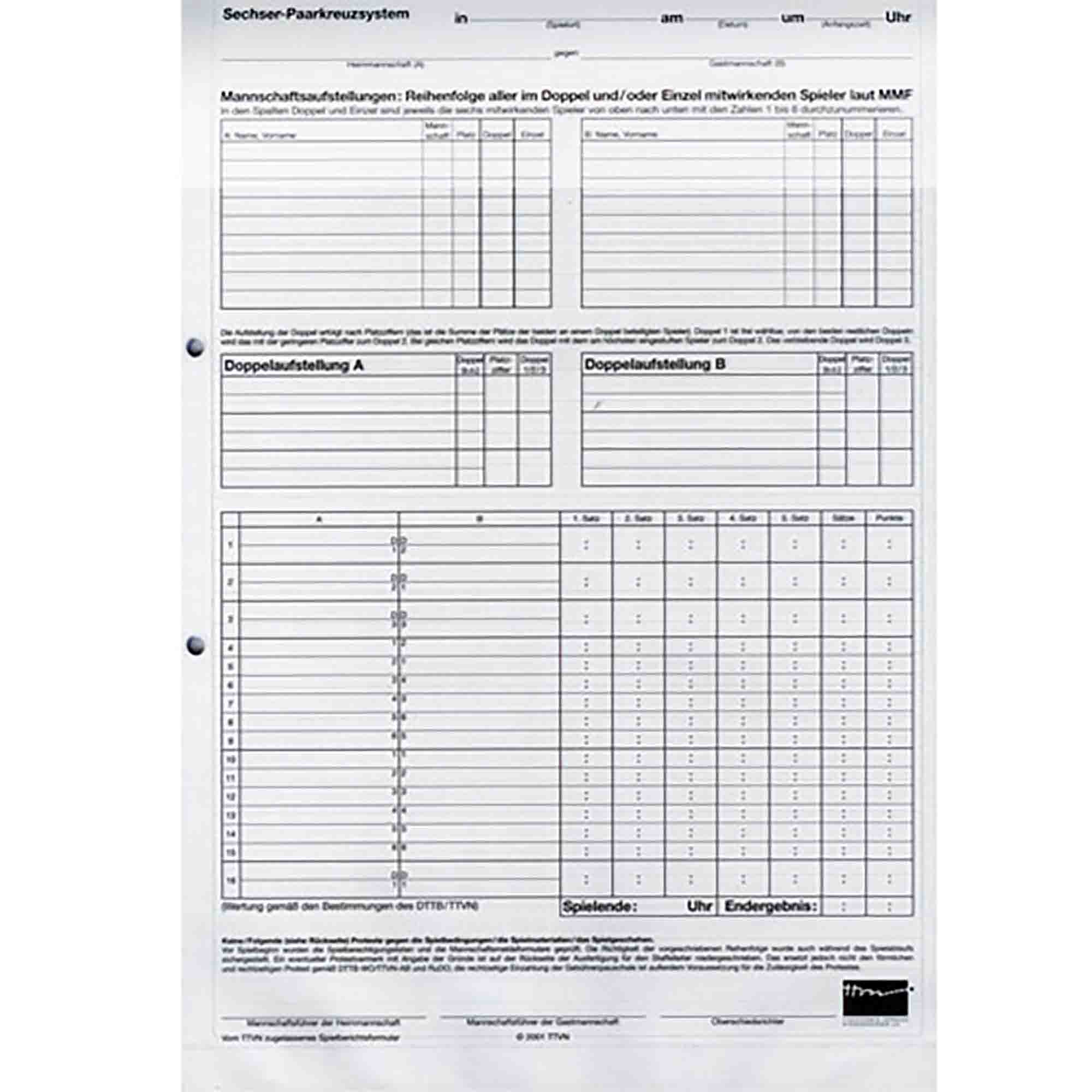 Ebeling Drucke Spielblock TTVN