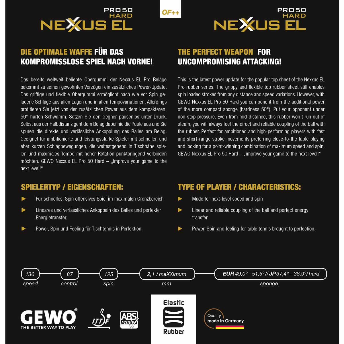 GEWO Belag Nexxus EL Pro 50 Hard – Bild 4