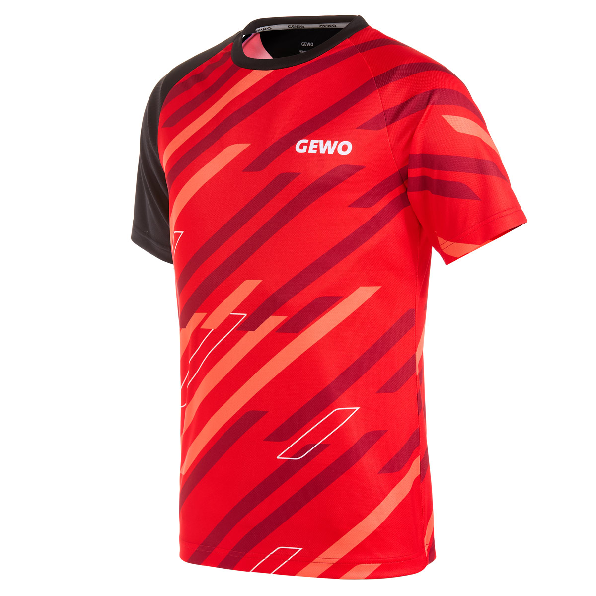 GEWO Ponza Rundhals-Shirt rot/schwarz XXXXS