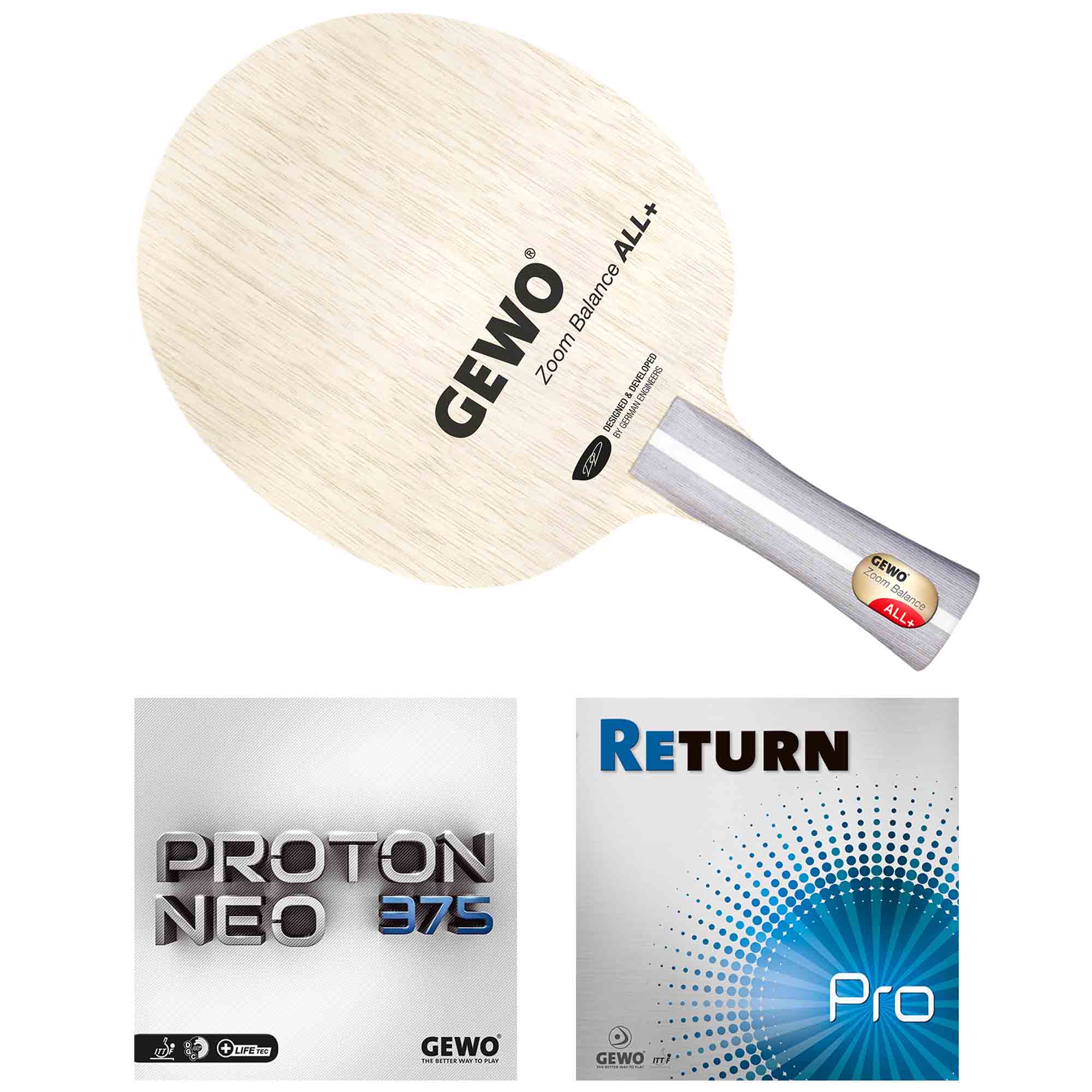 GEWO Schläger Zoom Balance mit Proton Neo 375 1,8+Return Pro 1,8mm