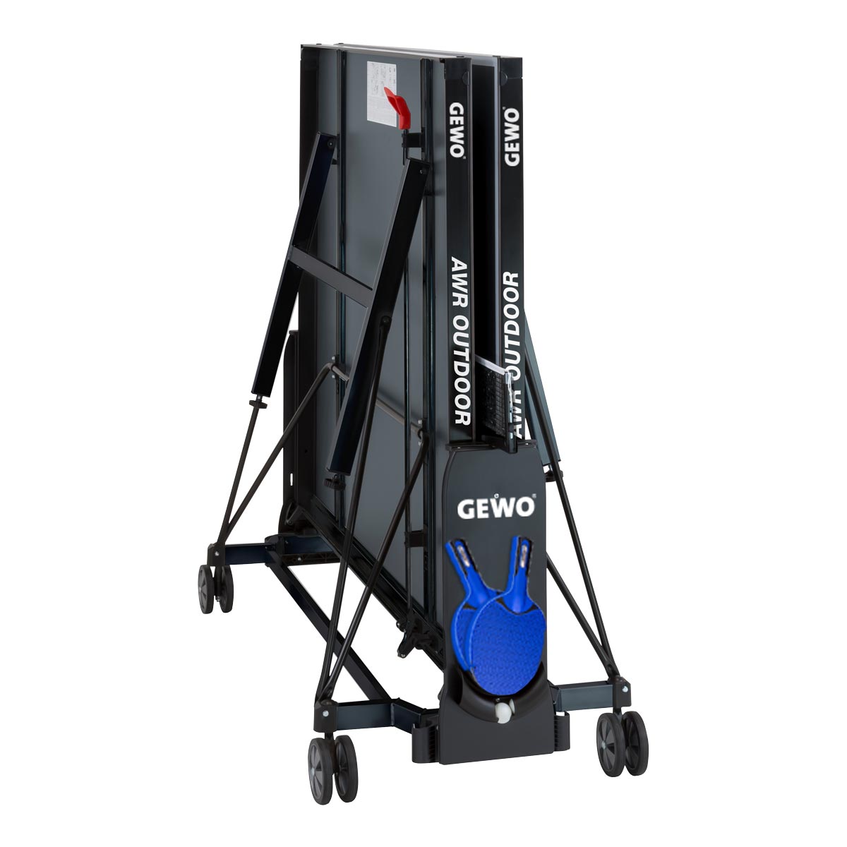 GEWO AWR Outdoor Komplett-Set (Tisch + 2 Outdoor-Schläger + 6 AWR Outdoor 40+ Bälle) grau