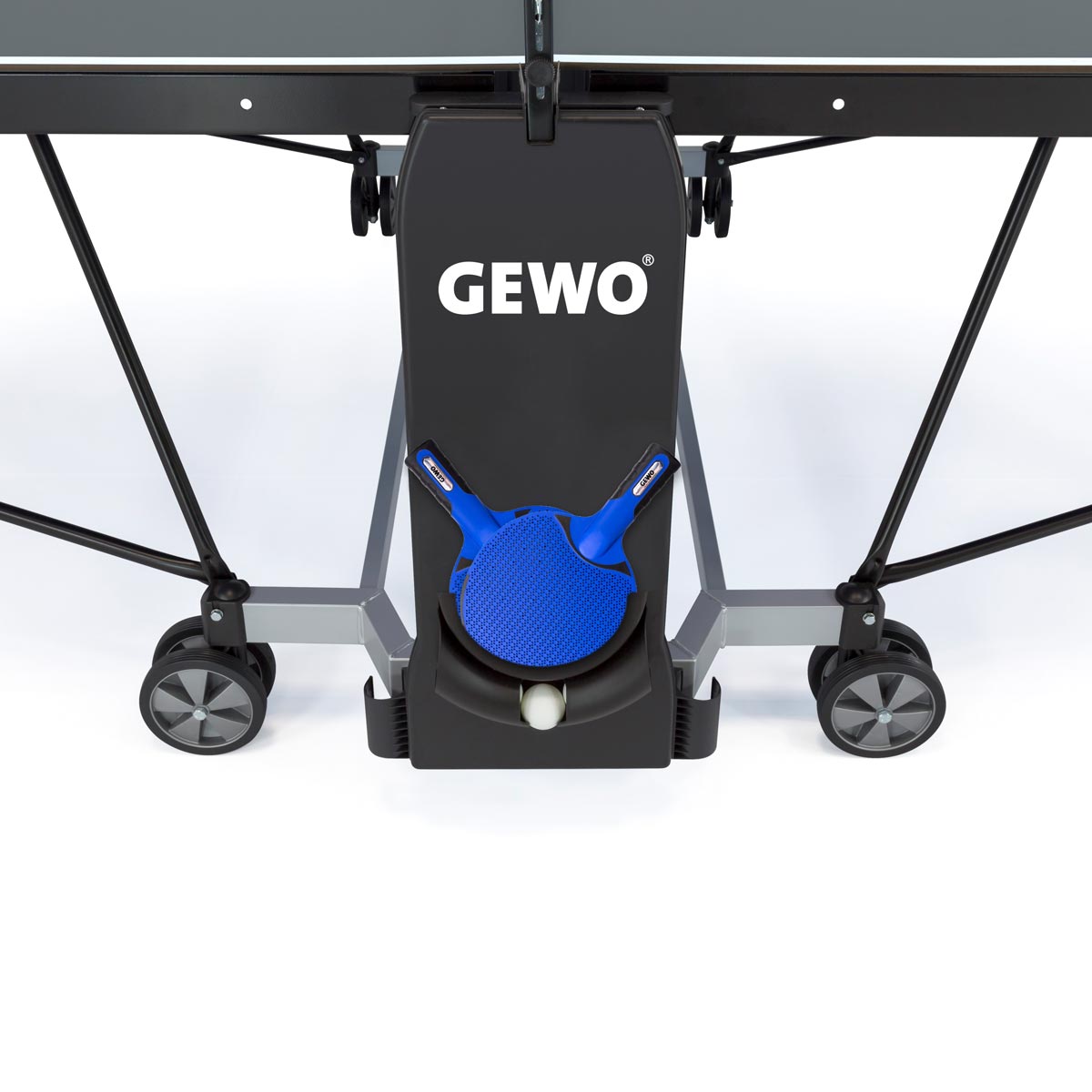 GEWO AWR Outdoor Komplett-Set (Tisch + 2 Outdoor-Schläger + 6 AWR Outdoor 40+ Bälle) grau