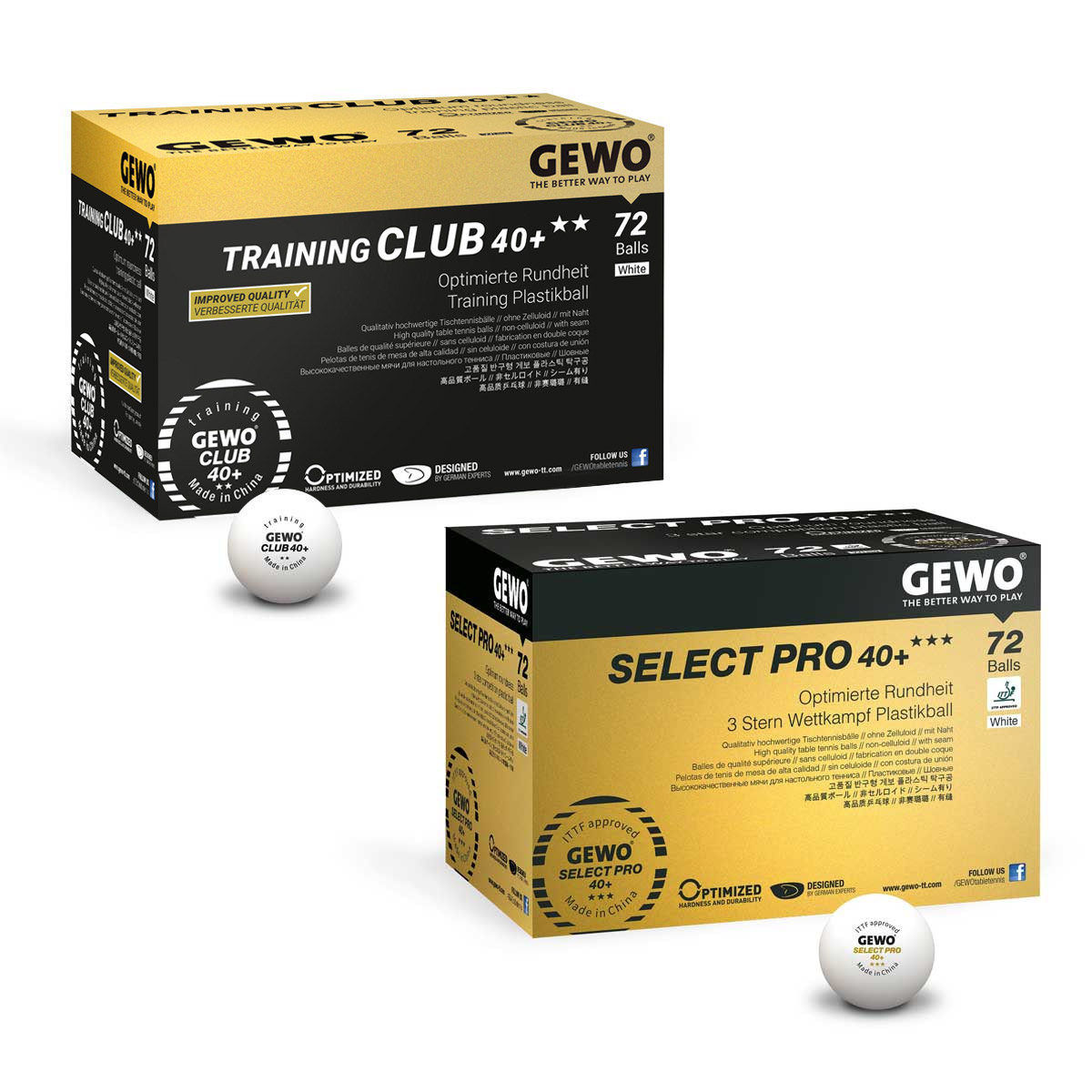GEWO Ball-Set je 1x Training Club 40+ + Select Pro 40+ 72er