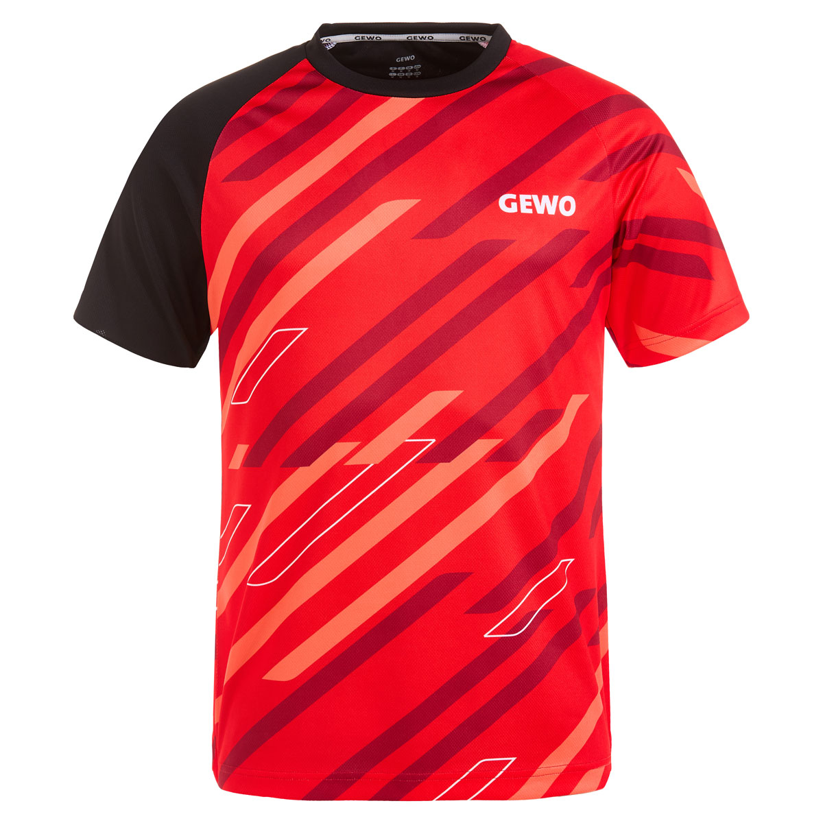 GEWO Ponza Rundhals-Shirt rot/schwarz XXXXS