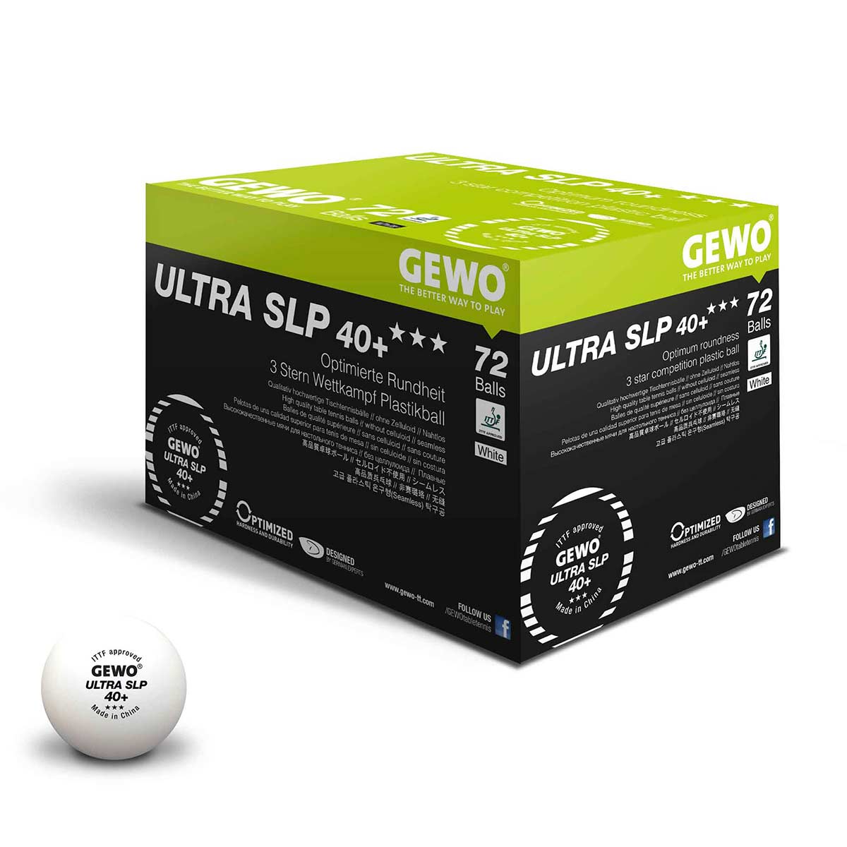GEWO Ball Ultra SLP 40+ 72er - Wettkampfball aus Plastik nahtlos