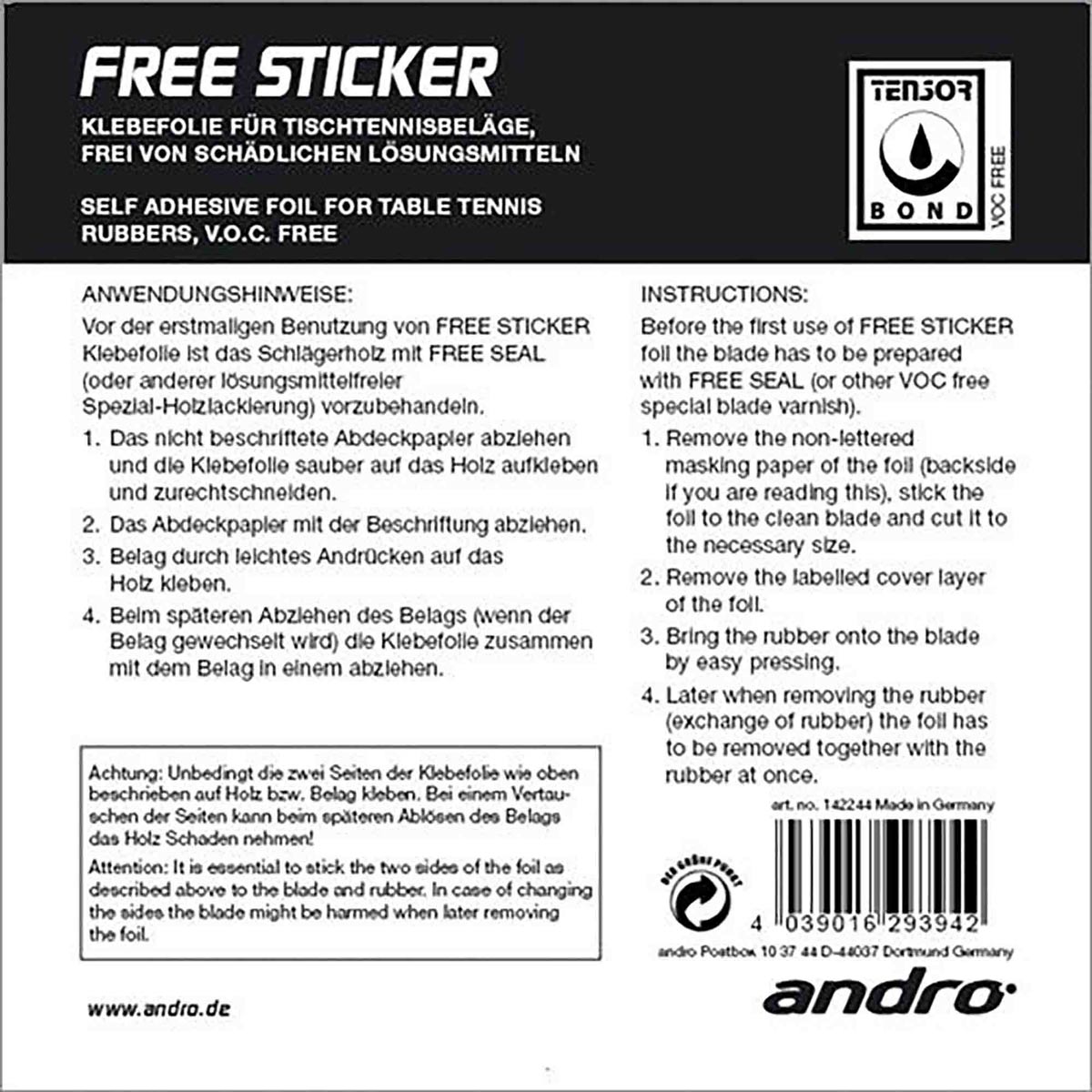 Andro Klebefolie FREE STICKER