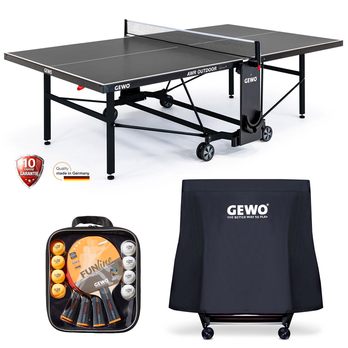 GEWO Outdoor Tischtennis für Garten und Freizeit – praktisches Komplettset