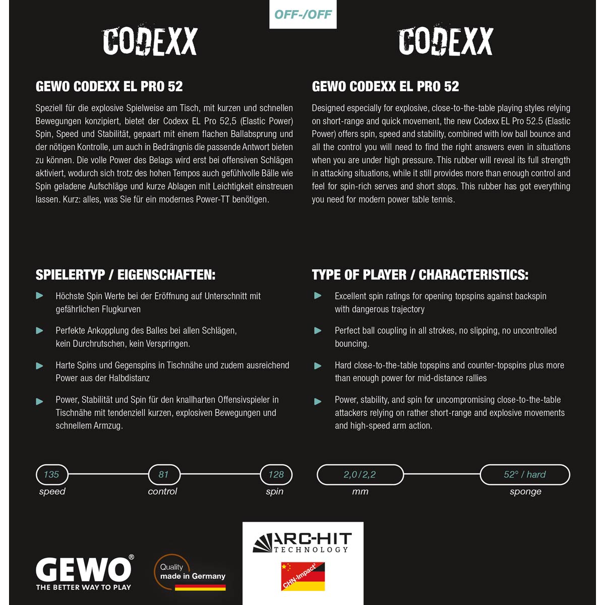 GEWO Belag Codexx EL Pro 52 – Bild 3