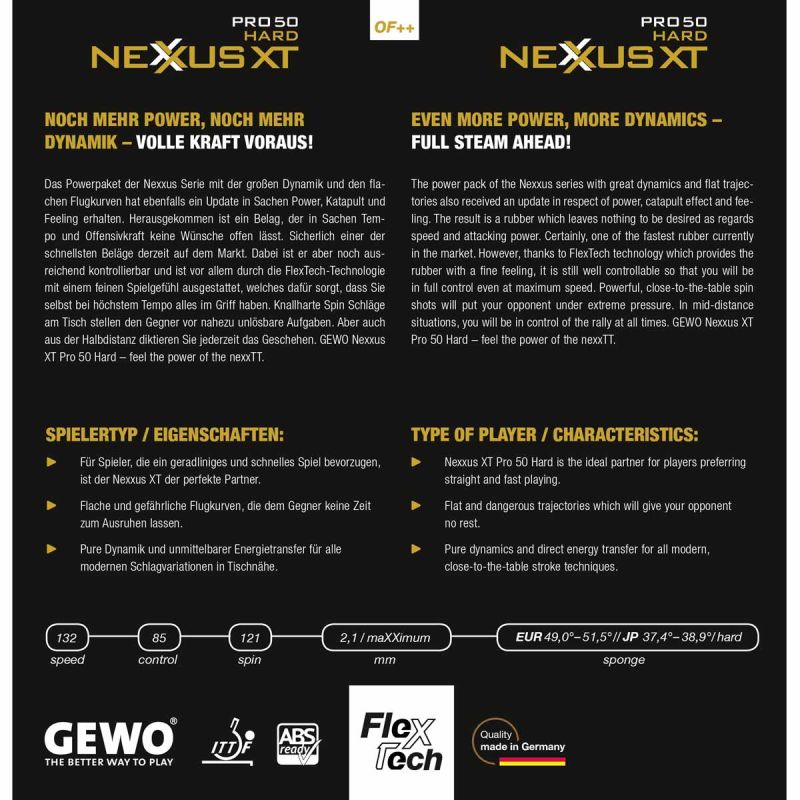 GEWO Belag Nexxus XT Pro 50 Hard – Bild 4