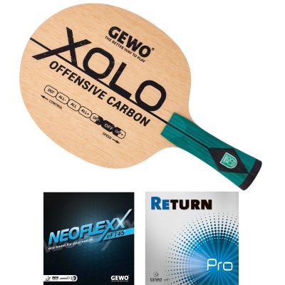 GEWO Xolo Offensive Carbon Schläger-Set (konkav) mit Neoflexx eFT 45 + Return Pro