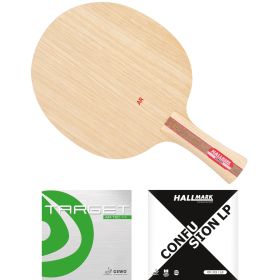 Hallmark Aurora Komplettschläger mit GEWO Target airTEC FX (FH, rot, 1,5 mm) & Hallmark Confusion-LP (RH, schwarz, 0,5 mm) konkav